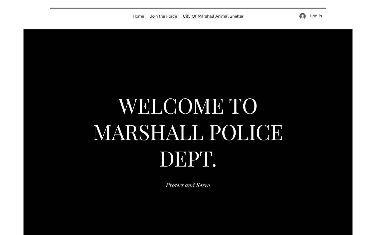 Captured official Marshall Police Department homepage